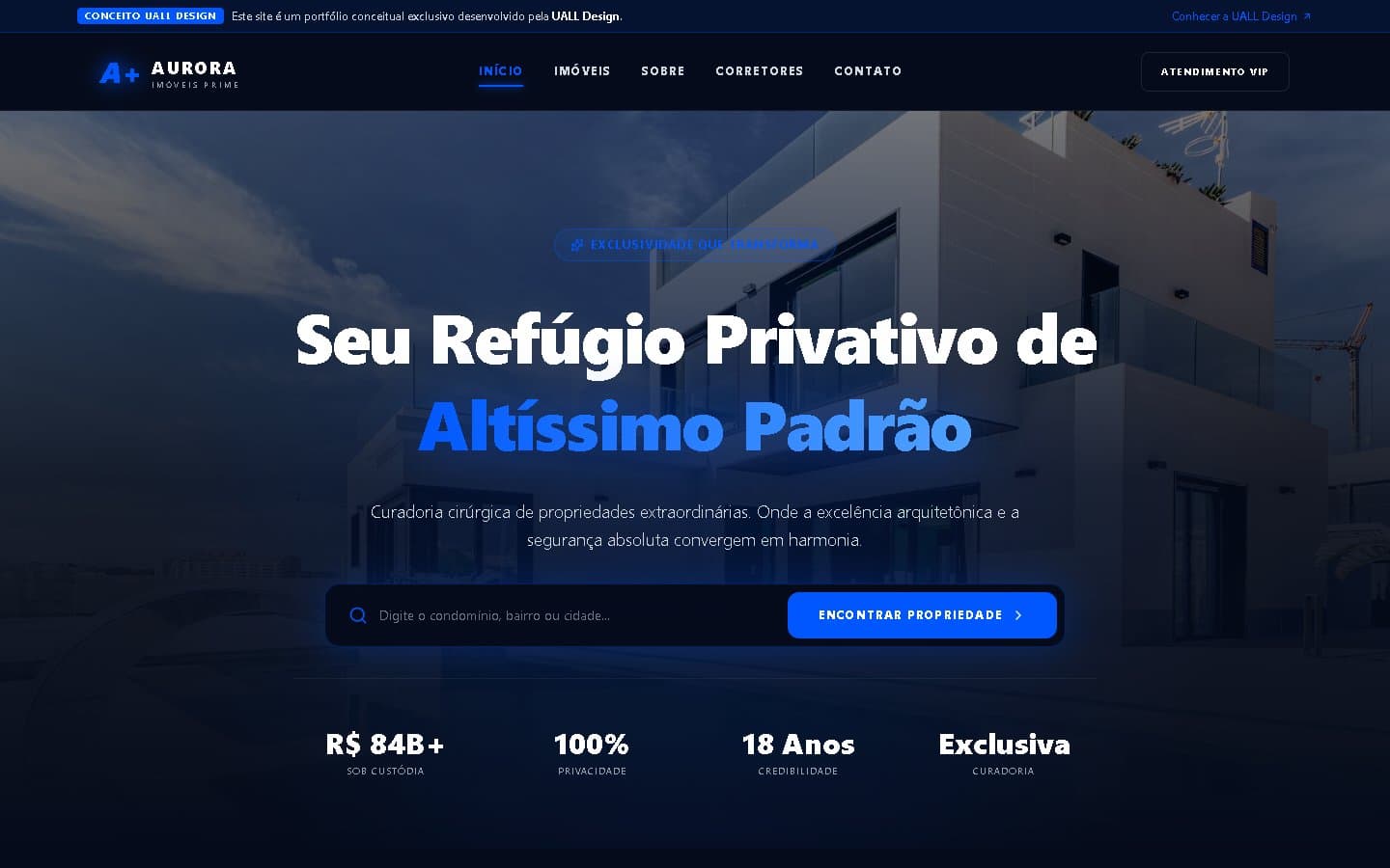 Site Aurora Imóveis desenvolvido pela UALL Design