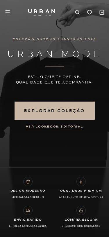 Versão mobile do site Urban Mode desenvolvido pela UALL Design